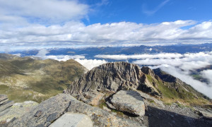 Bergtour Pfannspitze - Gipfelsieg, Blick zum Roßkopf