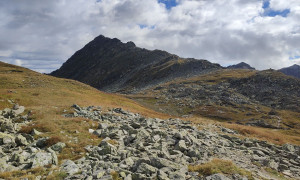 Bergtour Pfannspitze - Abstieg, Rückblick Pfannspitze