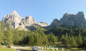 Klettersteig Col dei Bos - Blick zu den Falzarego Türmen