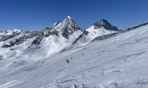 Skitour Magerstein - Aufstieg, Blick zum Hoch- und Wildgall