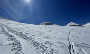 Skitour Magerstein - Aufstieg, Blick zum Magerstein und Frauenköpfl