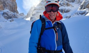Skitour Cristalloscharte - Abfahrt bei stürmischem Wind