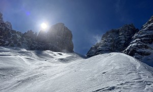 Skitour Cristalloscharte - Abfahrt bei stürmischem Wind