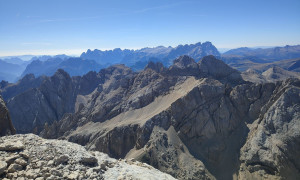 Hochtour Marmolata - Aufstieg, Blick zur Vezzana-Gruppe Hochtour Marmolata - Aufstieg, Blick zur Vezzana-Gruppe
