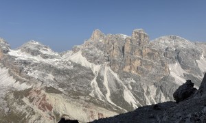 Klettersteig Tofana di Rozes - im Steig, Blick zu den Fanesspitzen