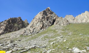 Bergtour Kreuzspitze - Abstieg Blick, zur Roten Säule