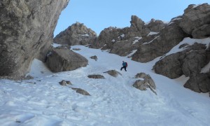Skitour Östliche Puezspitze - Aufstieg Rinne