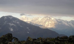 Hochtour Weißkugel - Blick zur Königsspitze, Zebru und Ortler