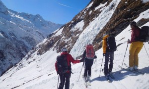 Skitour Roter Kogel - Abfahrt beim Wasserfall