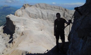 Bergtour Conturines, Lavarella - kurzer Klettersteig, mit Blick zum Lavarella West- und Ostgipfel