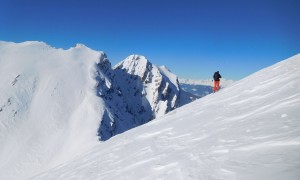 Skitour Großer Rosskopf - Schlussanstieg, Blick zum Kleinen Rosskopf