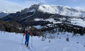 Skitour Pinscharte - Aufstieg, Rückblick Dürrenstein
