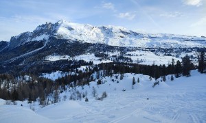 Skitour Pinscharte - Aufstieg, Rückblick Dürrenstein