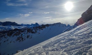 Skitour Pinscharte - Aufstieg, Blick zu den Drei Zinnen