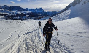 Skitour Pinscharte - Aufstieg, Blick zu den Drei Zinnen