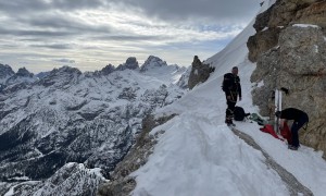 Skitour Pinscharte - Gipfelsieg, Blick zum Monte Cristallo