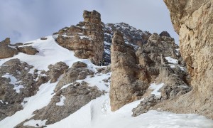 Skitour Pinscharte - Gipfelsieg, Blick zur Hohen Gaisl