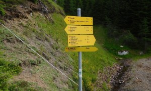 Bergtour Seespitze - Wegweiser beim Start