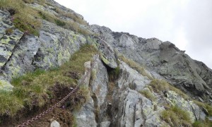 Bergtour Seespitze - mit Ketten versicherte Passage