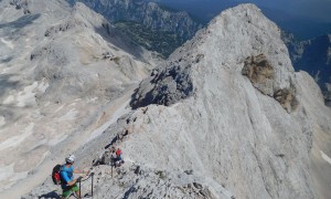 Klettersteig Triglav - Abstieg Normalweg Gipfelgrat, Blick zum Mali Triglav
