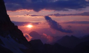 Klettersteig Triglav - Sonnenuntergang Triglavhaus, Blick zum Mangart