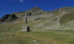 Bergtour Latzfonser Kreuz - beim Kreuz, Rückblick Samspitze