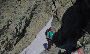 Bergtour Keeskopf - seilversicherte Stelle kurz vor der Niederen Gradenscharte