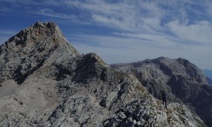 Bergtour Schönfeldspitze - auf dem Weg zum Wurmkopf, Rückblick Gipfel
