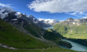 Hochtour Hoher Tenn - Aufstieg, Rückblick Stauseen