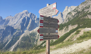Klettersteig Arzalpenturm - Aufstieg, bei der Forcella Plan della Biscia Klettersteig Arzalpenturm - Aufstieg, bei der Forcella Plan della Biscia