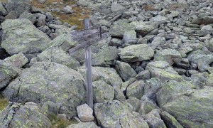 Bergtour Mulleter Seichenkopf - Wegweiser Schwarzkofelsee, nur für Kletterer...
