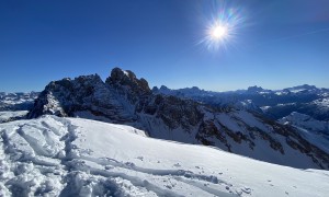 Skitour Kleine Gaisl - Gipfelsieg, Blick zur Hohen Gaisl