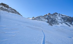 Skitour Barmerspitze - Aufstieg, Blick Richtung Gipfel und Hochgall