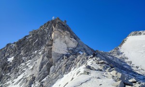 Skitour Barmerspitze - beim Skidepot, Blick zum Gipfel