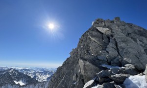 Skitour Barmerspitze - beim Skidepot, Blick zum Gipfel