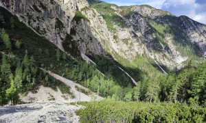 Bergtour Gamsalplspitze - Aufstieg, Rückblick Schuttrinne