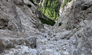 Bergtour Gamsalplspitze - Aufstieg, Rückblick Schuttrinne