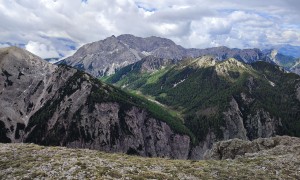 Bergtour Gamsalplspitze - Schlussaufstieg, Blick zum Kofelpass und Eggenkofel