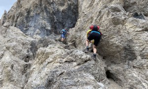 Bergtour Gamsalplspitze - Abstieg Schlüsselstelle seilversichert