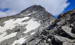 Bergtour Rauchkofel - Abstieg, Rückblick Gipfel