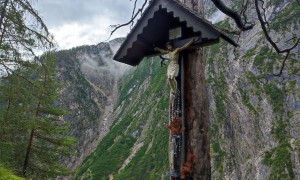 Bergtour Kreuzkofel - Aufstieg, beim Daprakreuz