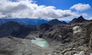 Bergtour Wildenkogel - Aufstieg Südgrat, Blick zu einem Gletschersee und Dabernitzkogel