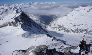 Skihochtour Großer Ankogel - Aufstieg zum Kleinen Ankogel über Westgrat, Blick zur Radeckscharte