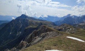 Klettersteig Piz da Peres - Dreifingerspitze, Blick zum Maurer- und Hochalpenkopf