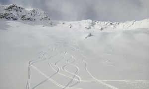 Skitour Weißer Knoten - Abfahrt Richtung Glatzbach, Rückblick
