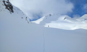 Skitour Weißer Knoten - Gegenanstieg Richtung Glorer Hütte