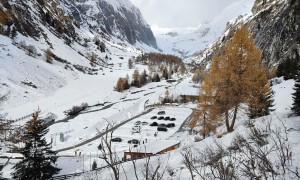 Skitour Weißer Knoten - Abfahrt, kurz vor dem Parkplatz