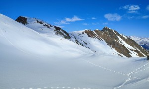 Skitour Hollbrucker Kreuz - Aufstieg, Blick zum Gipfel