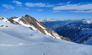 Skitour Hollbrucker Kreuz - Aufstieg, Blick zum Gipfel