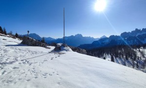 Skitour Nuvolau - Aufstieg, bei der Cinque Torri-Hütte